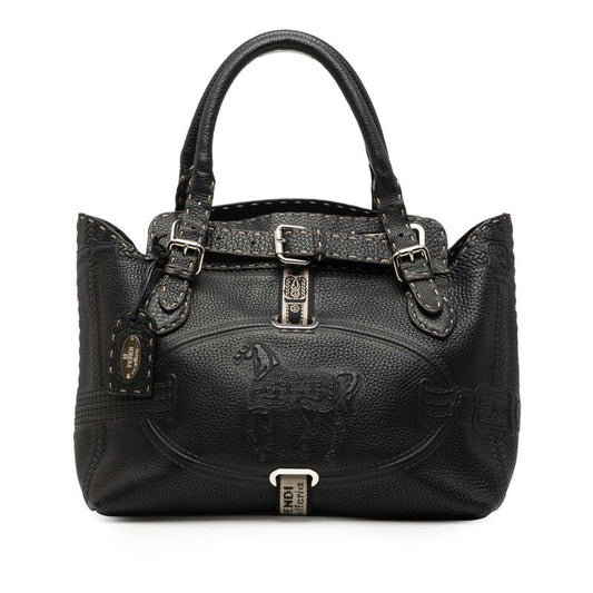 Fendi Selleria Villa Borghese 8bn155 Black Leather Women's Fendi