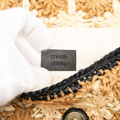 Gucci GG Marmont Chain Shoulder Bag 574433 Beige Black Raffia Women's Gucci