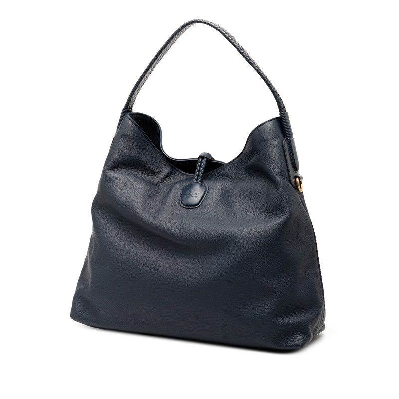 Gucci Bamboo Tote Shoulder Bag 2WAY 338982 Navy Leather Women's Gucci