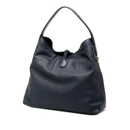 Gucci Bamboo Tote Shoulder Bag 2WAY 338982 Navy Leather Women's Gucci