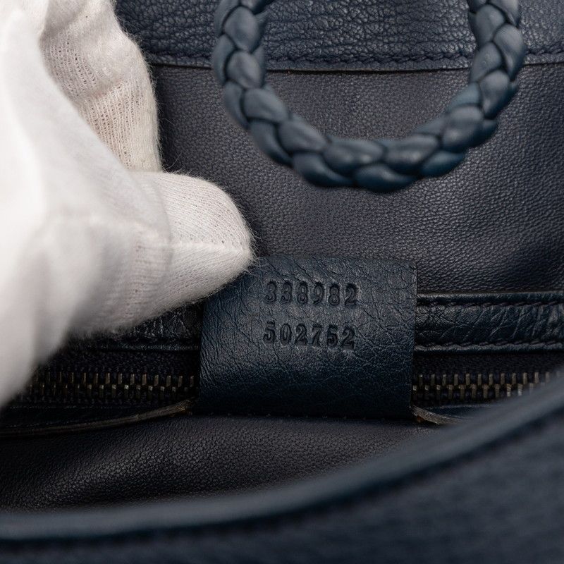 Gucci Bamboo Tote Shoulder Bag 2WAY 338982 Navy Leather Women's Gucci