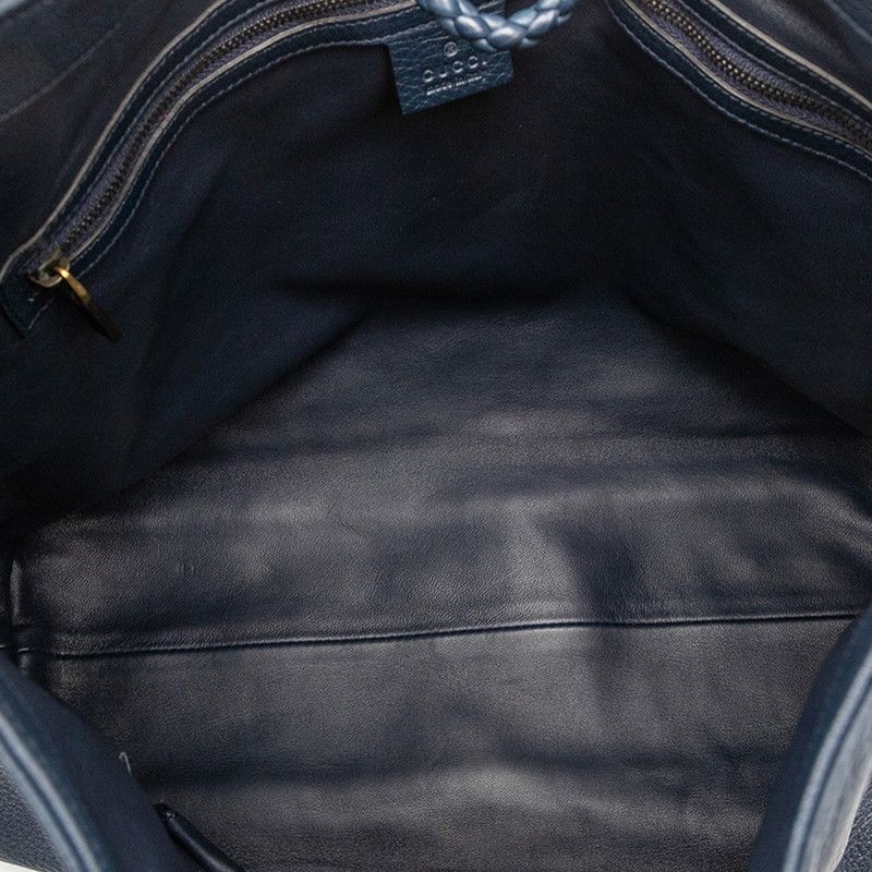 Gucci Bamboo Tote Shoulder Bag 2WAY 338982 Navy Leather Women's Gucci