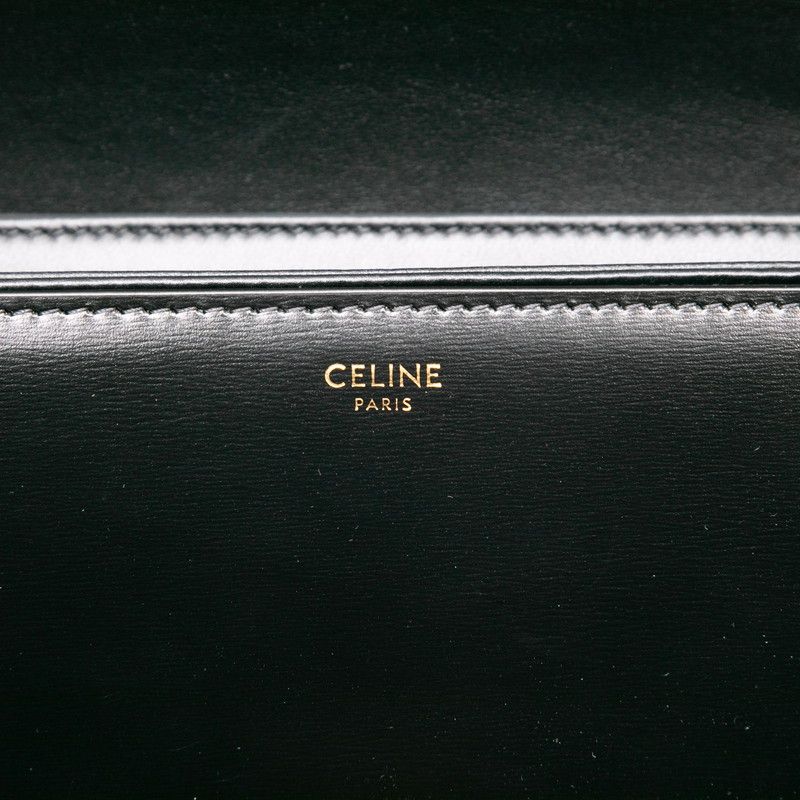Celine Triomphe Teen Crossbody Shoulder Bag Black Calfskin Women's Celine