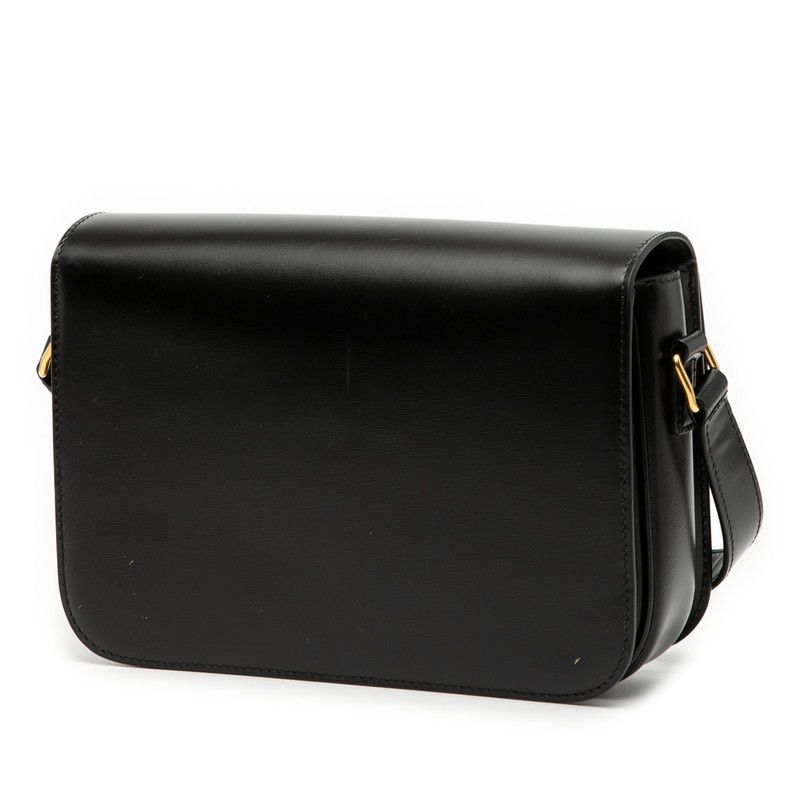 Celine Triomphe Teen Crossbody Shoulder Bag Black Calfskin Women's Celine