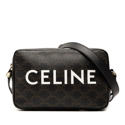 Celine Triomphe Black Brown PVC Leather Women's Celine