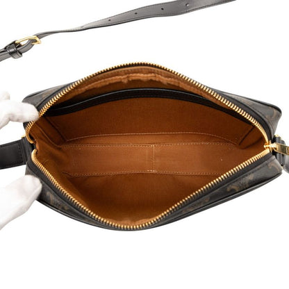 Celine Triomphe Black Brown PVC Leather Women's Celine