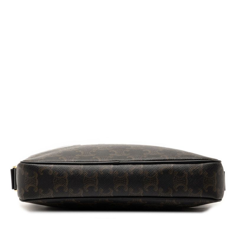 Celine Triomphe Black Brown PVC Leather Women's Celine