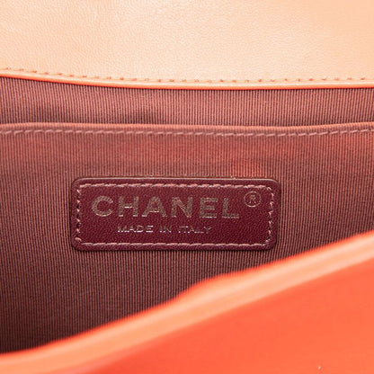 Chanel V Stitch Coco Mark Boy Chanel Chain Shoulder Bag Orange Lambskin Ladies