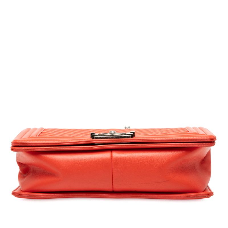 Chanel V Stitch Coco Mark Boy Chanel Chain Shoulder Bag Orange Lambskin Ladies