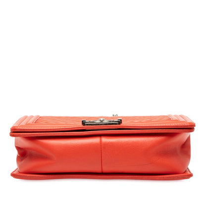 Chanel V Stitch Coco Mark Boy Chanel Chain Shoulder Bag Orange Lambskin Ladies