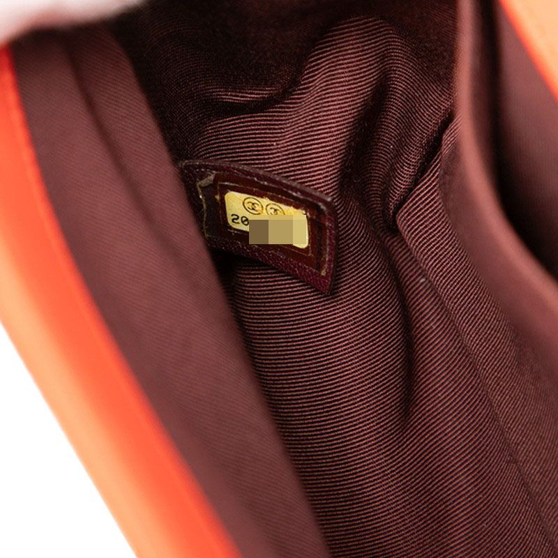 Chanel V Stitch Coco Mark Boy Chanel Chain Shoulder Bag Orange Lambskin Ladies