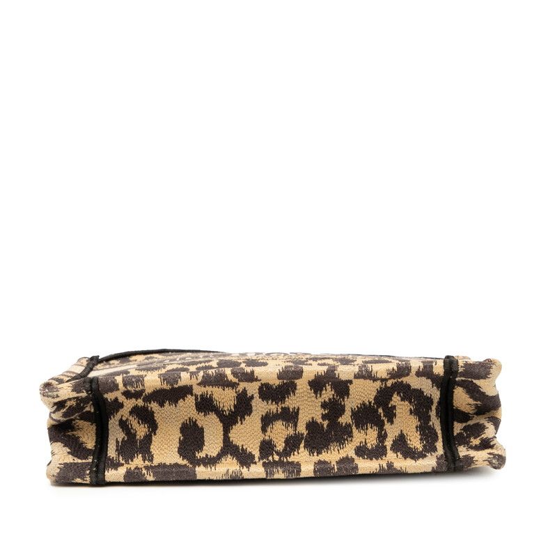 Dior Book Tote Mini Leopard Beige Brown Canvas Women's Dior