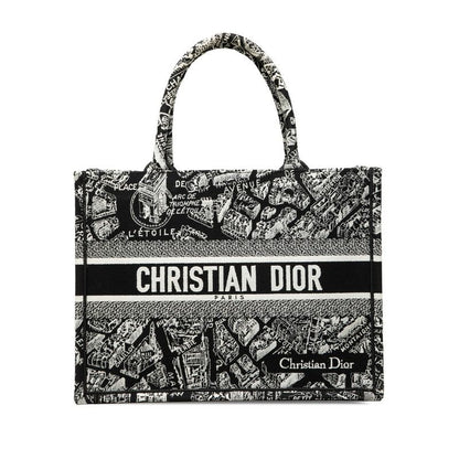 Christian Dior Plan De Paris Book Tote Medium Handbag Tote Bag Black White