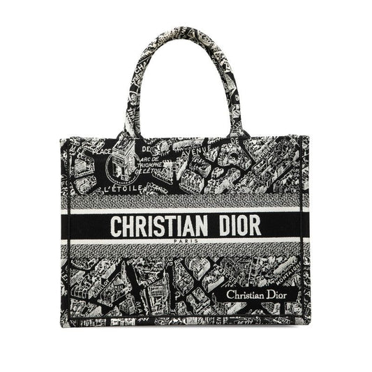 Christian Dior Plan De Paris Book Tote Medium Handbag Tote Bag Black White