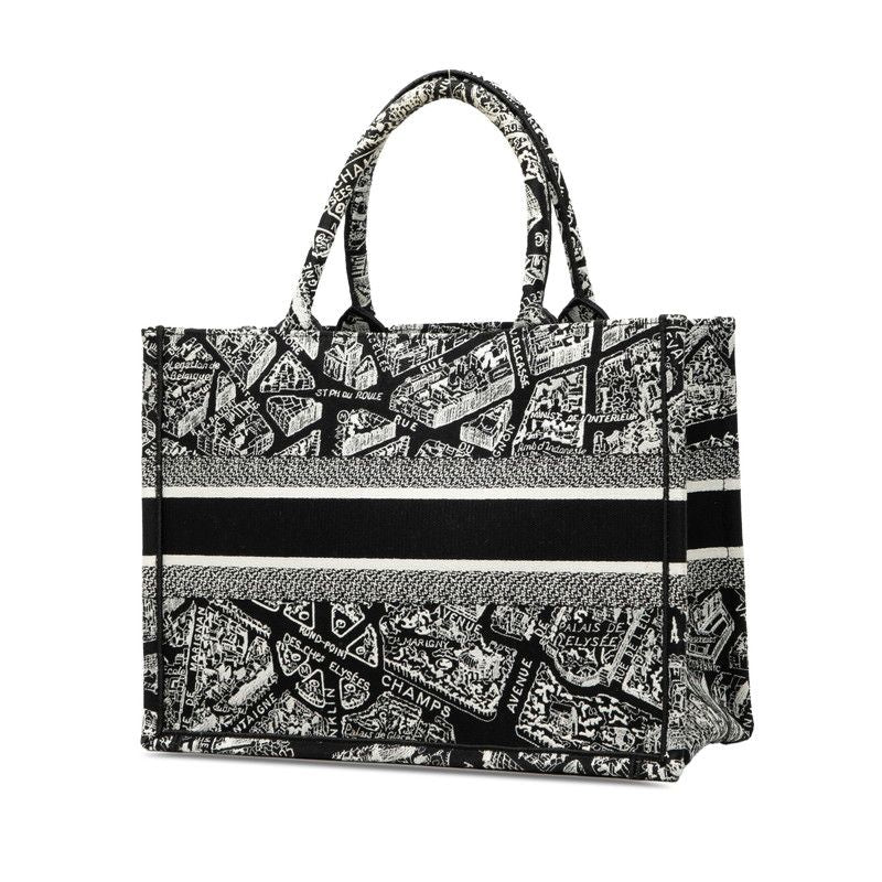 Christian Dior Plan De Paris Book Tote Medium Handbag Tote Bag Black White