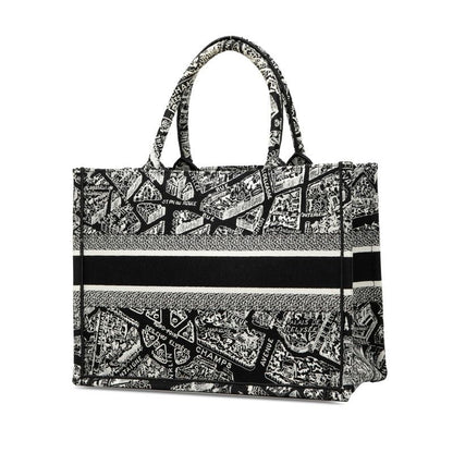 Christian Dior Plan De Paris Book Tote Medium Handbag Tote Bag Black White