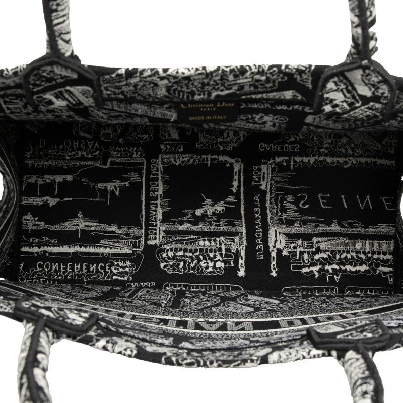 Christian Dior Plan De Paris Book Tote Medium Handbag Tote Bag Black White