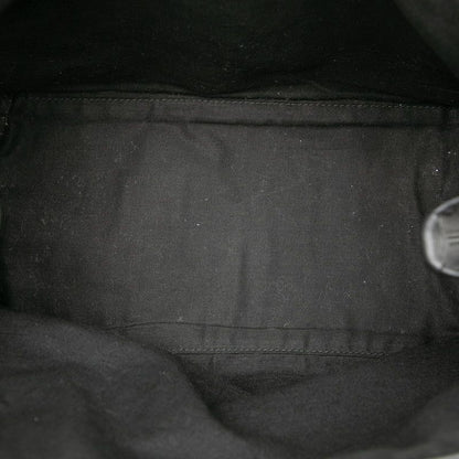 Balenciaga Navy Cabas S 339933 Black Leather Canvas Women's Balenciaga