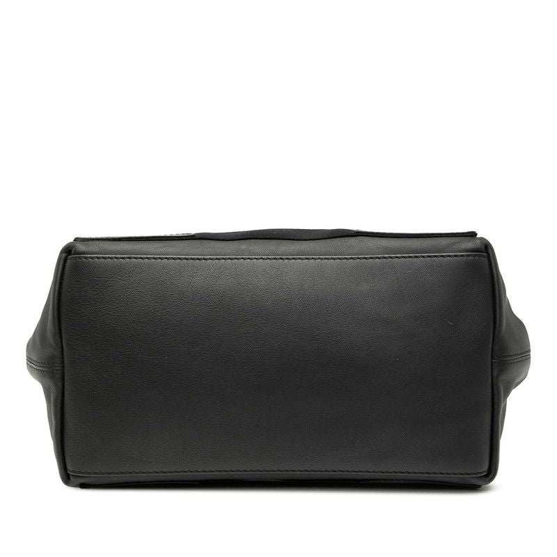 Balenciaga Navy Cabas S 339933 Black Leather Canvas Women's Balenciaga