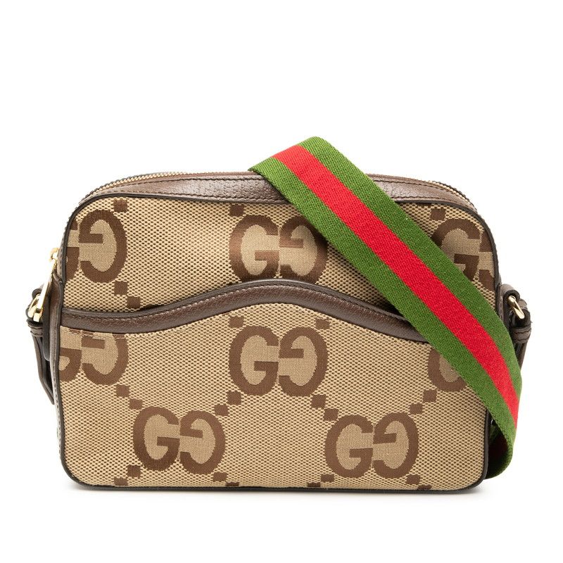 Gucci Jumbo GG Shoulder Bag Messenger Bag 675891 Beige Brown Canvas Leather