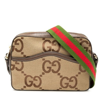 Gucci Jumbo GG Shoulder Bag Messenger Bag 675891 Beige Brown Canvas Leather