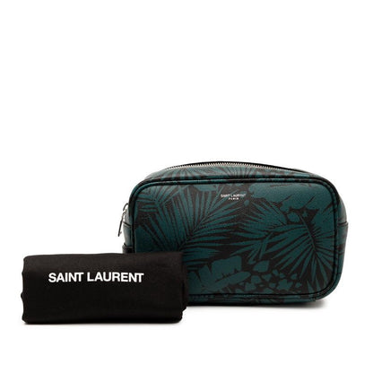 Saint Laurent Botanical Pattern 650125 Green Black Leather Women's Saint Laurent
