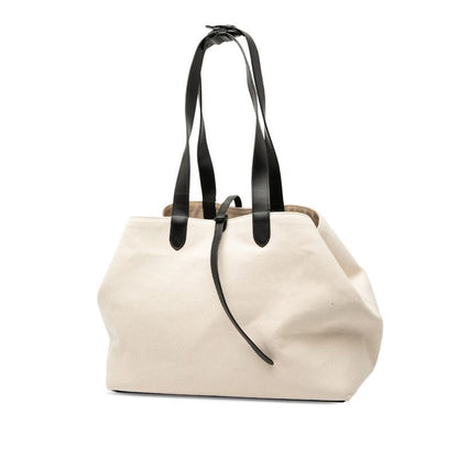 Dior Toujours Large Tote Shoulder Bag Ivory Black Canvas Leather Women's Dior