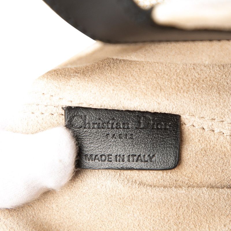 Dior Toujours Large Tote Shoulder Bag Ivory Black Canvas Leather Women's Dior