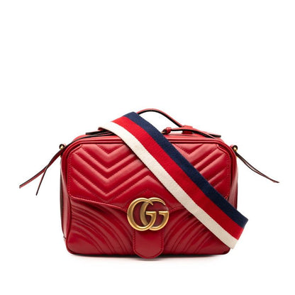Gucci GG Marmont Chain Shoulder Bag 498100 Red Leather Women's Gucci