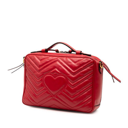 Gucci GG Marmont Chain Shoulder Bag 498100 Red Leather Women's Gucci