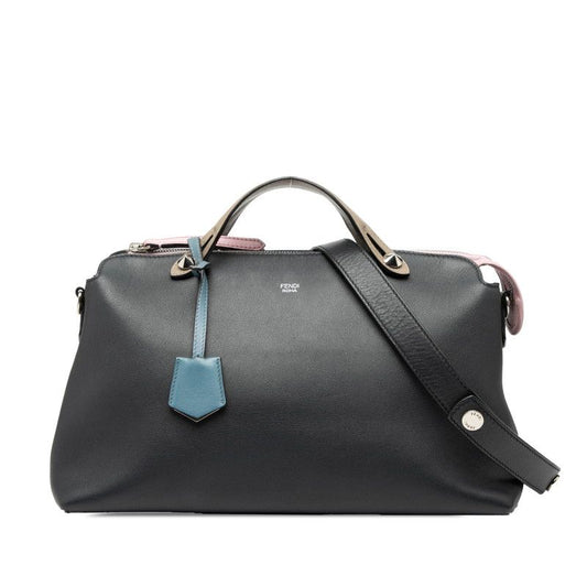 Fendi By The Way Large Handbag Shoulder Bag 2WAY 8bl125 Navy Pink Beige Leather