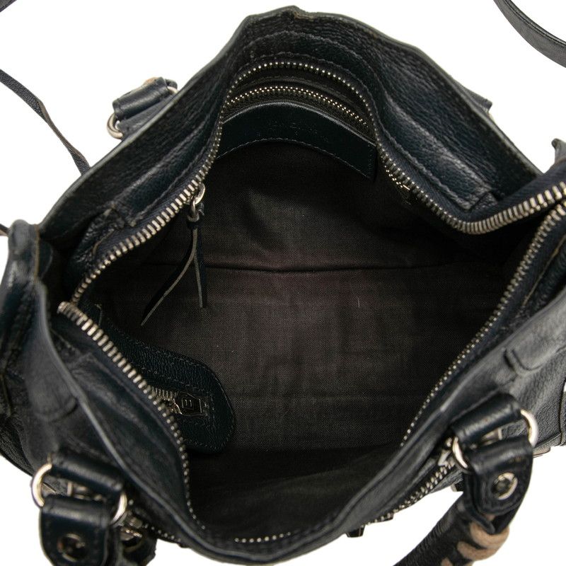 Balenciaga Classic Mini City Handbag Shoulder Bag 2WAY Navy Leather Women's