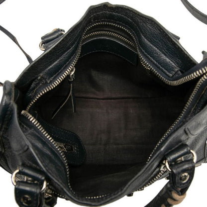 Balenciaga Classic Mini City Handbag Shoulder Bag 2WAY Navy Leather Women's