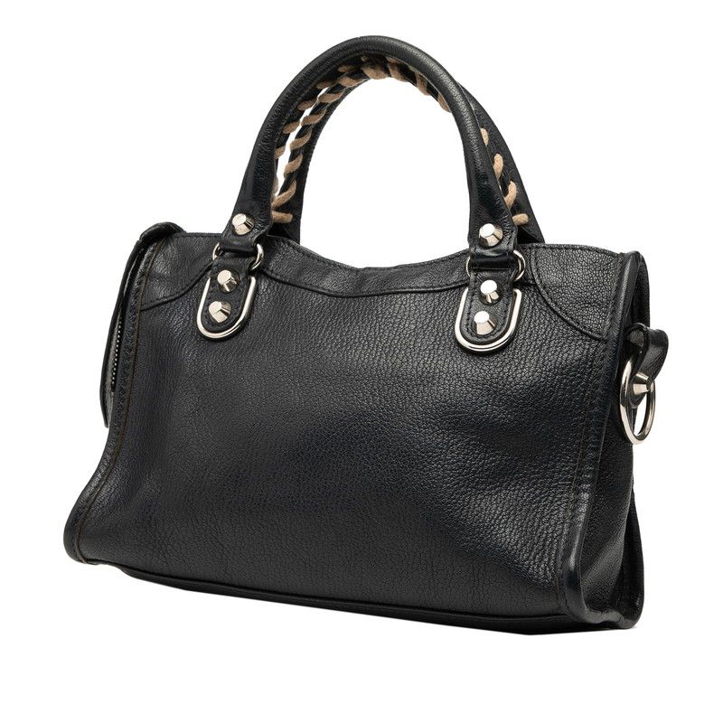 Balenciaga Classic Mini City Handbag Shoulder Bag 2WAY Navy Leather Women's
