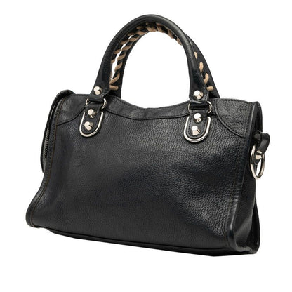 Balenciaga Classic Mini City Handbag Shoulder Bag 2WAY Navy Leather Women's