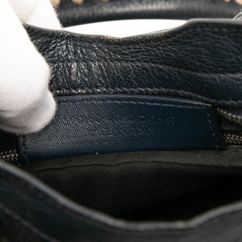 Balenciaga Classic Mini City Handbag Shoulder Bag 2WAY Navy Leather Women's