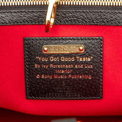 Gucci 100th Anniversary Logo Tote Shoulder Bag 2WAY 659988 Red Black Canvas