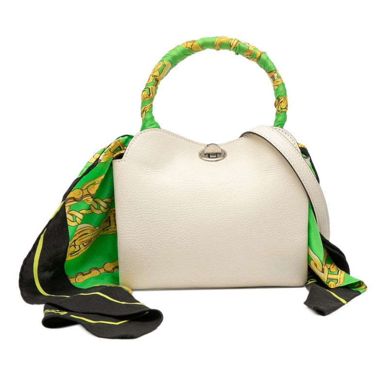 Balenciaga Handbag Shoulder Bag 2WAY 570093 White Green Leather Women's