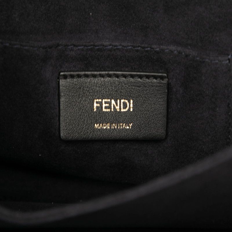 Fendi Canai Chain Shoulder Bag 8m0381 Navy Orange Leather Women's Fendi