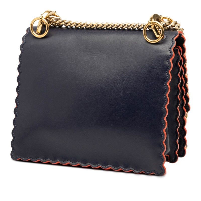 Fendi Canai Chain Shoulder Bag 8m0381 Navy Orange Leather Women's Fendi