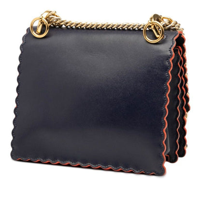 Fendi Canai Chain Shoulder Bag 8m0381 Navy Orange Leather Women's Fendi