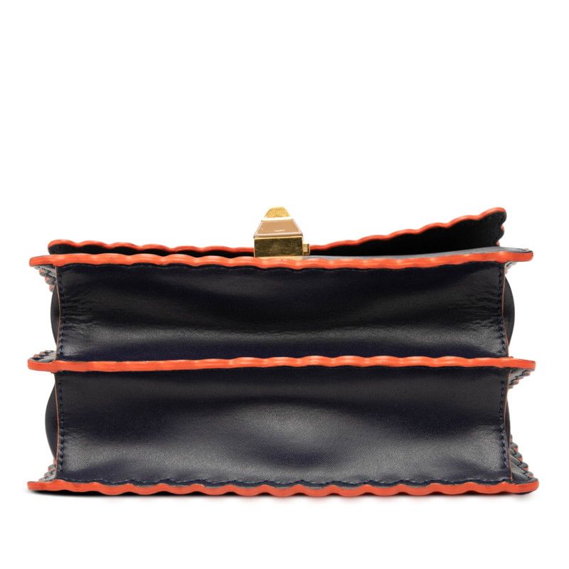 Fendi Canai Chain Shoulder Bag 8m0381 Navy Orange Leather Women's Fendi