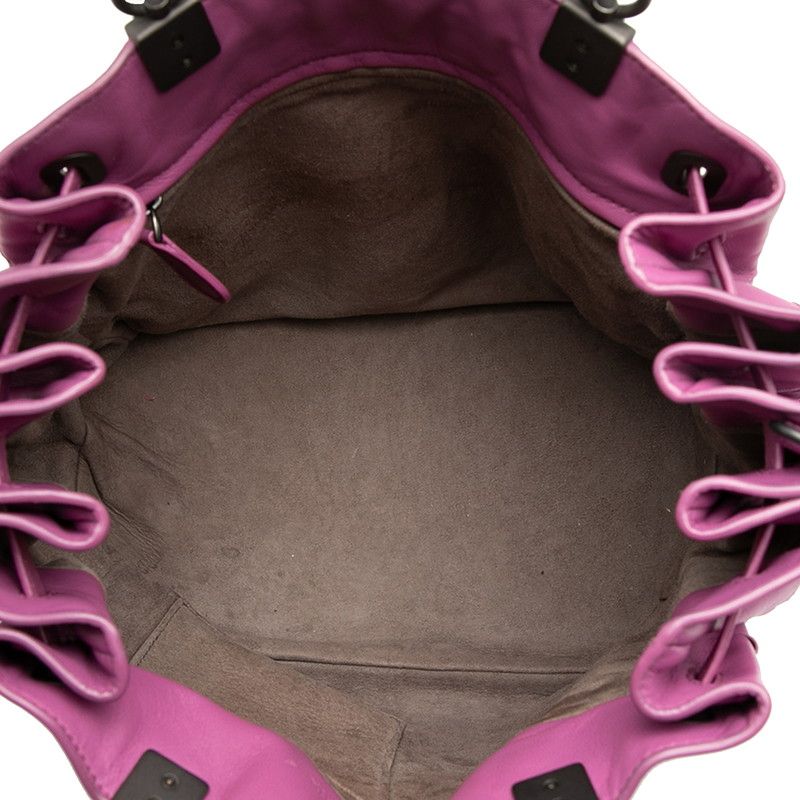 Bottega Veneta Intrecciato Handbag Shoulder Bag 2WAY Purple Leather Women