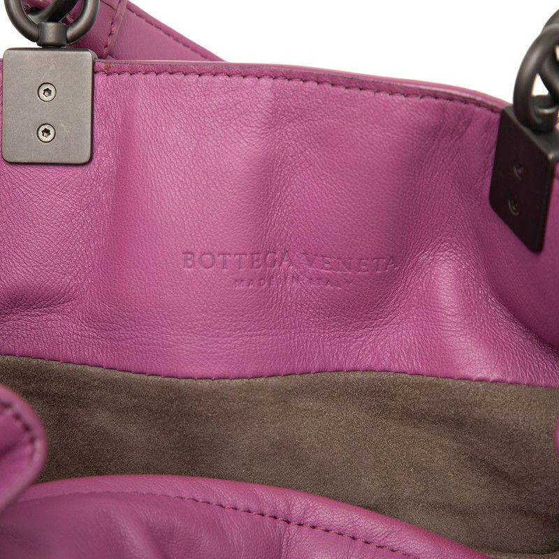 Bottega Veneta Intrecciato Handbag Shoulder Bag 2WAY Purple Leather Women