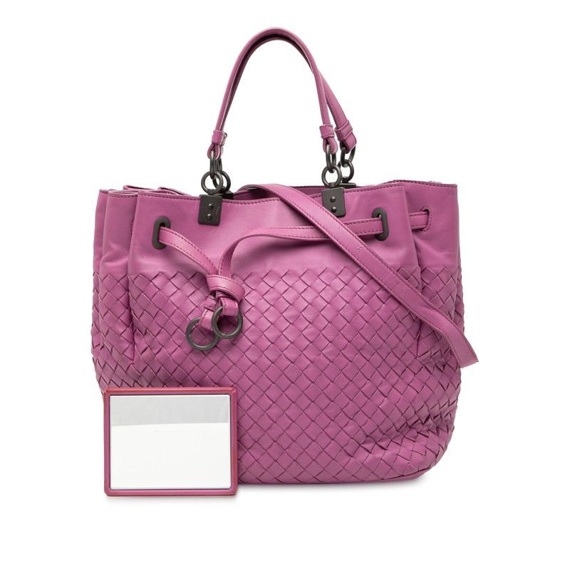 Bottega Veneta Intrecciato Handbag Shoulder Bag 2WAY Purple Leather Women