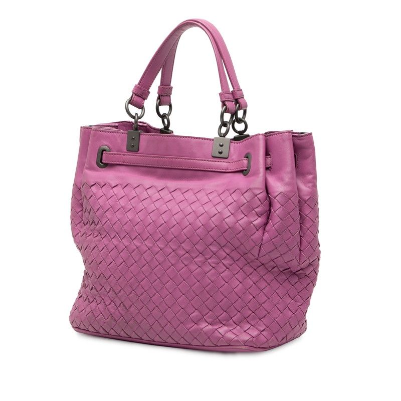 Bottega Veneta Intrecciato Handbag Shoulder Bag 2WAY Purple Leather Women