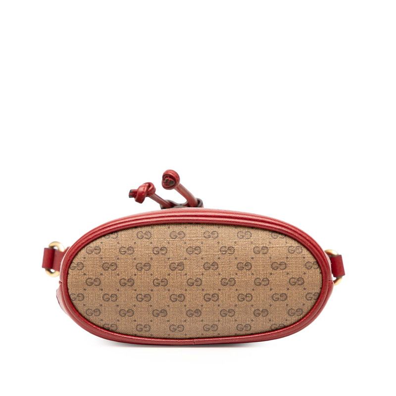Gucci X Doraemon Mini GG Supreme Mini Bucket Bag Shoulder Bag 647801 Brown Red