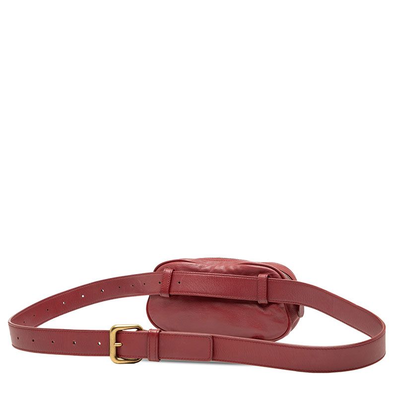 Bottega Veneta Intrecciato Body Bag Waist Bag Wine Red Bordeaux Leather Women