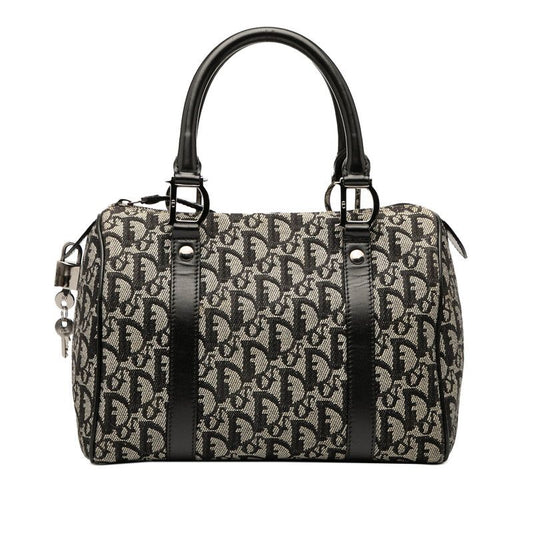Dior Trotter Handbag Mini Boston Bag Black Canvas Leather Women's Dior