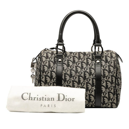 Dior Trotter Handbag Mini Boston Bag Black Canvas Leather Women's Dior